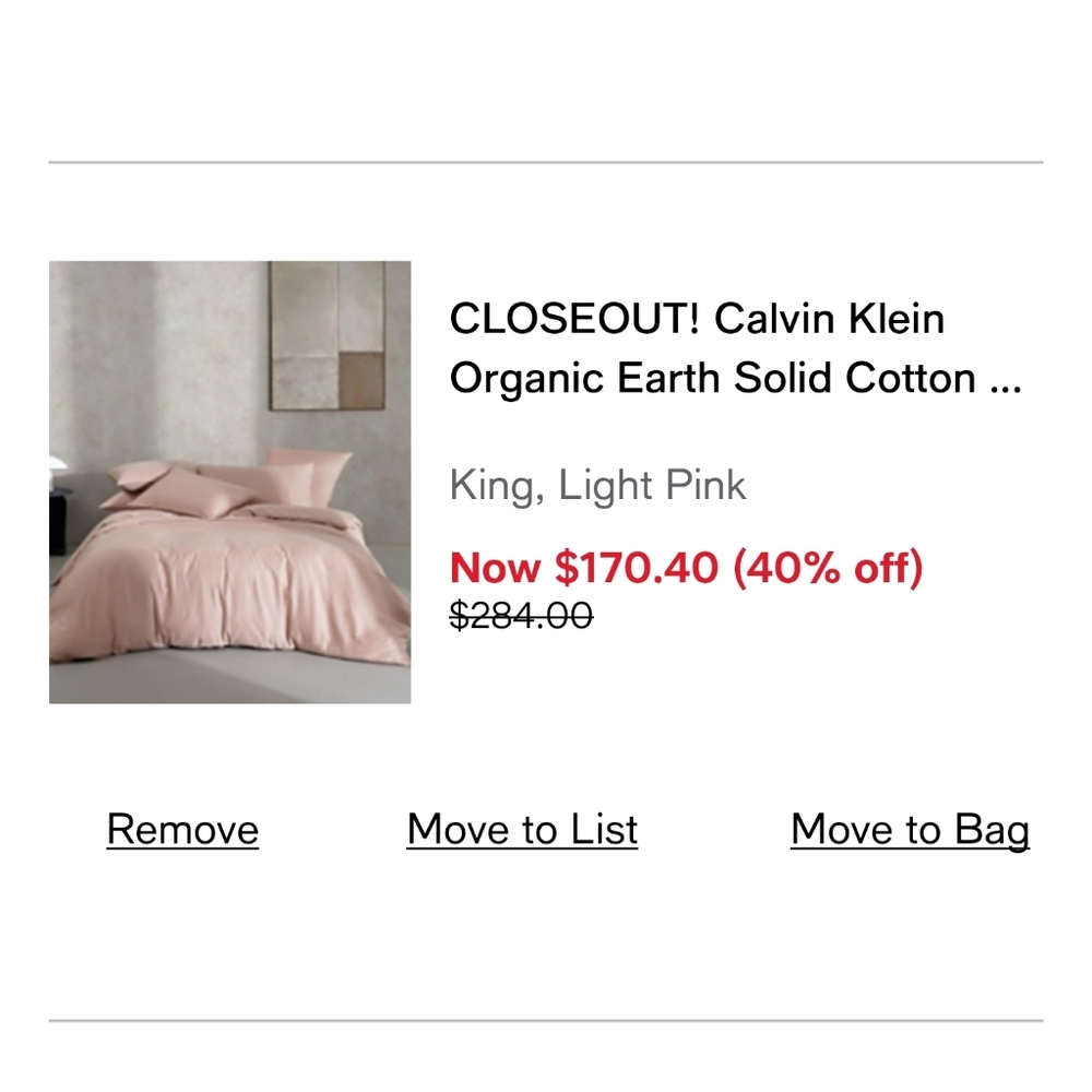 Calvin Klein Collection Light Pink Duvet Cover
